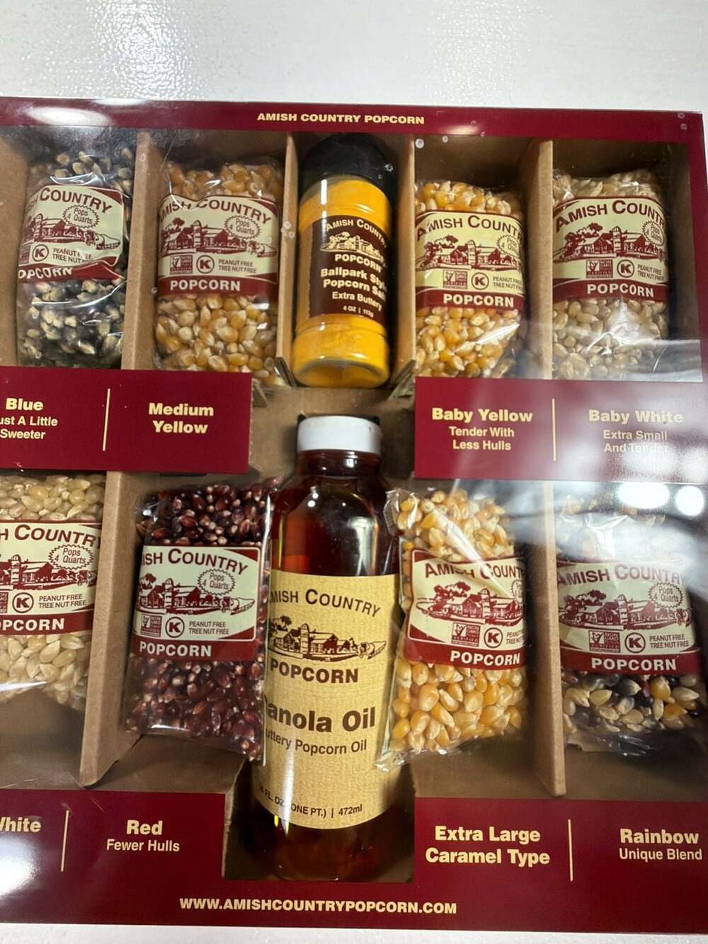 Amish Country Popcorn Stovetop Sampler Pack with 8 Bags of Popcorn, Canola Oil,